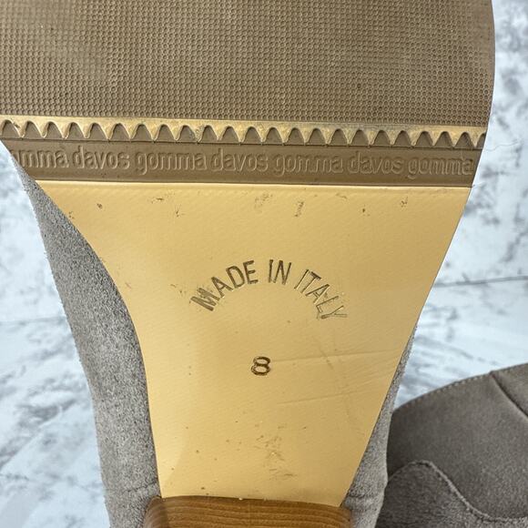 Garnet Hill Womens Gianna Back Zip Heeled Ankle Boots Size 8 Taupe Suede Italy - Picture 7 of 9